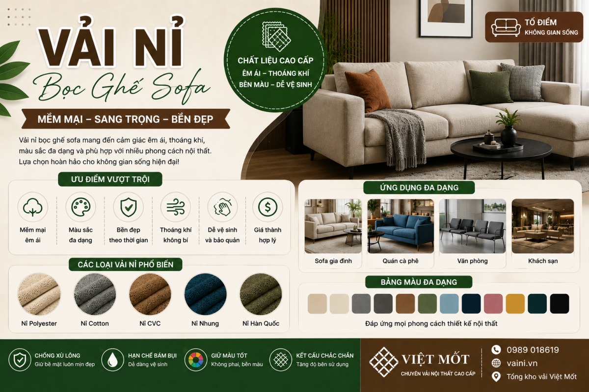 Vải nỉ bọc ghế sofa